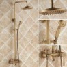 Antique Brass Tub Shower Tap with 8 inch Shower Head + Hand Shower